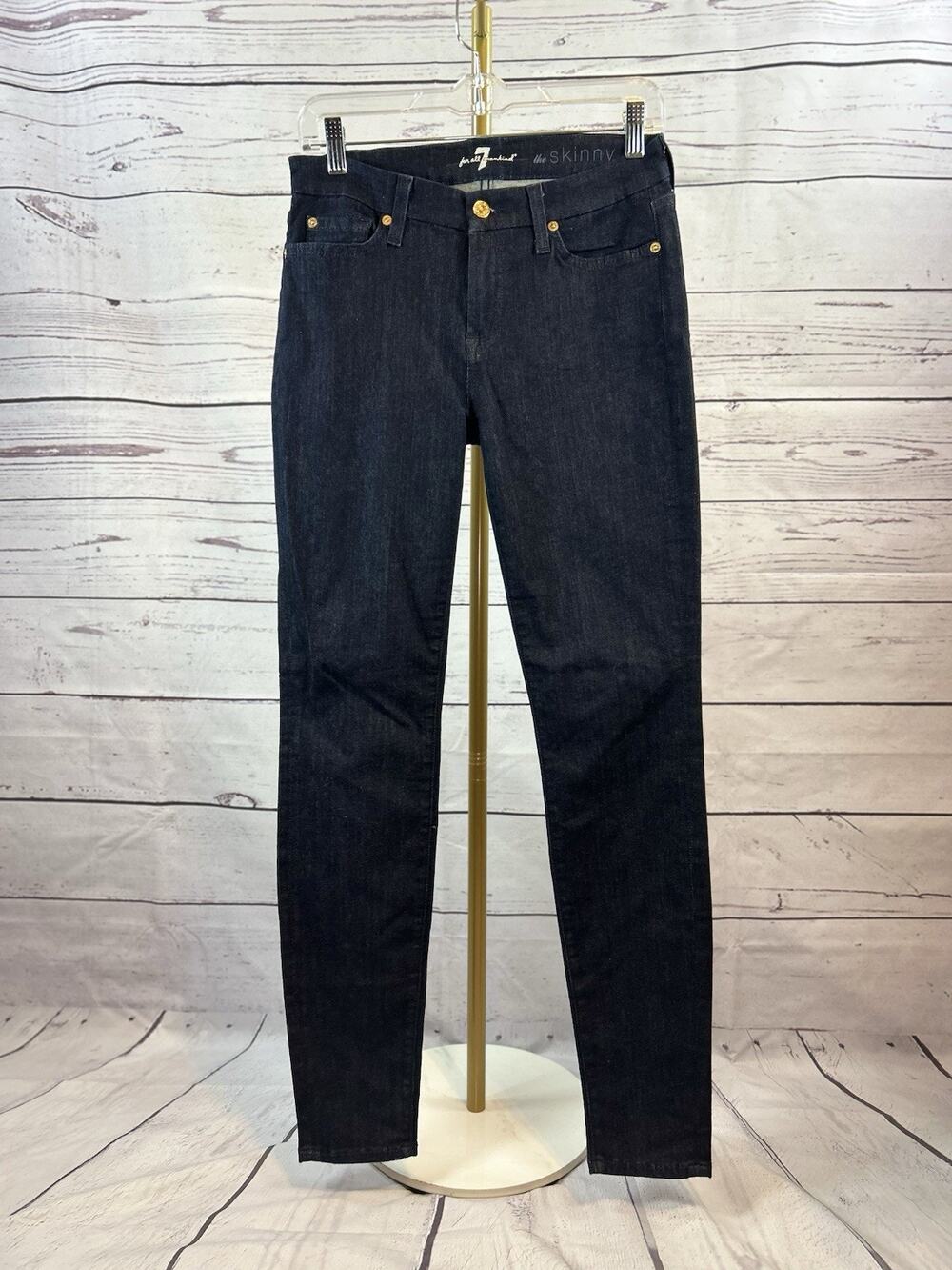 7 For All Mankind The Skinny Dark Wash Stretch Skinny Jeans Women’s Size 28 USA
